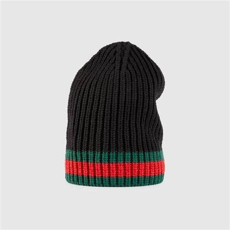 gucci striped knitted beanie hat